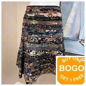 Asha Skirt Full Multicolor layered patchwork Bohemian size med